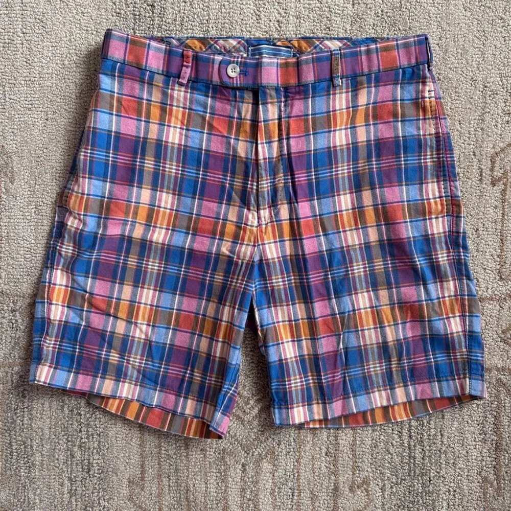 Peter Millar Plaid Cotton Shorts Preppy Golf Club Summer Men 32